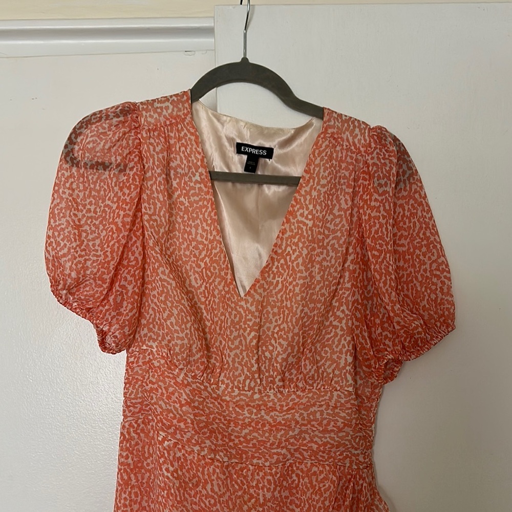 Express Pink Ruched Wrap Mini Dress - Picture 3 of 4